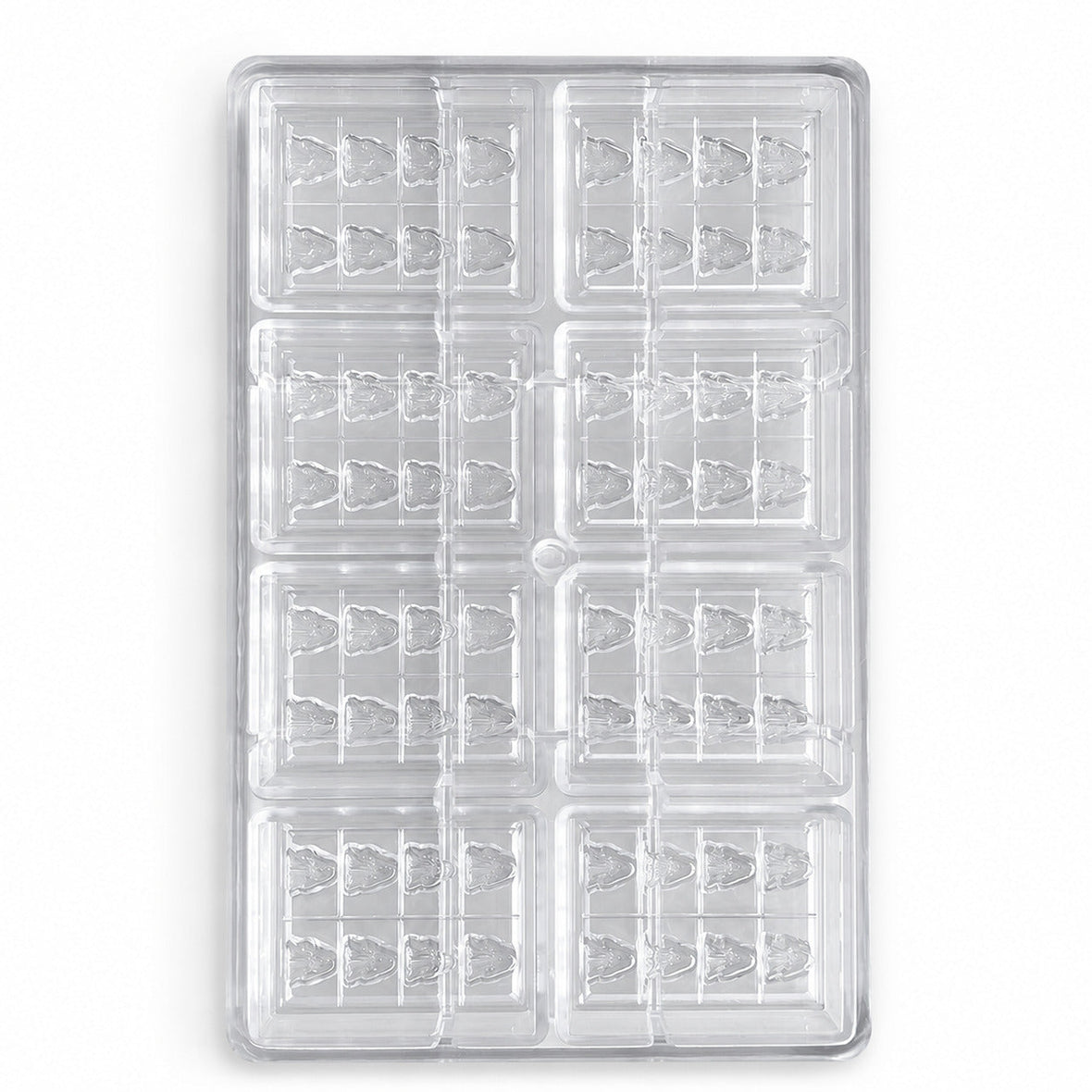 Klare kundenspezifische Polycarbonat-Schokoladenform mit 64 baumförmigen Kavitäten