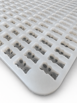 1.5mL silicone gummy bear mold with 296 cavities angled view
