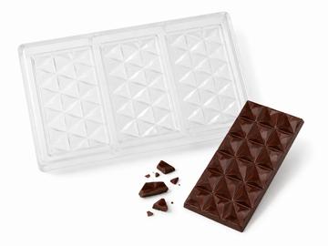 110g 21-piece geometric polycarbonate chocolate bar mold with 3 bar cavities