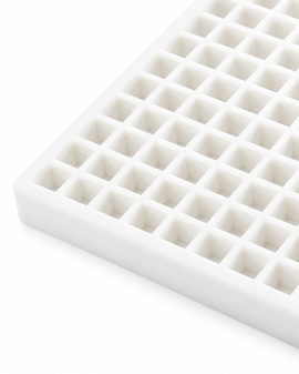 2.9mL cube gummy mold with 391 cavities angled view