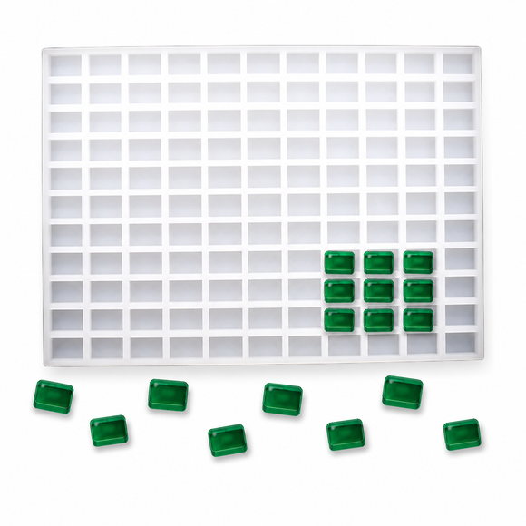 6mL Rectangle Gummy Mold - 121 Cavities with emerald green rectangle gummies