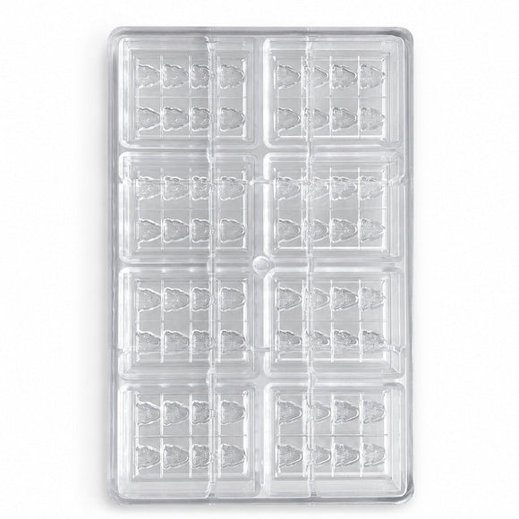 Individuelle Schokoladenform - Produktansicht, aus Polycarbonat, baumformige Kavitäten, 64 Kavitäten