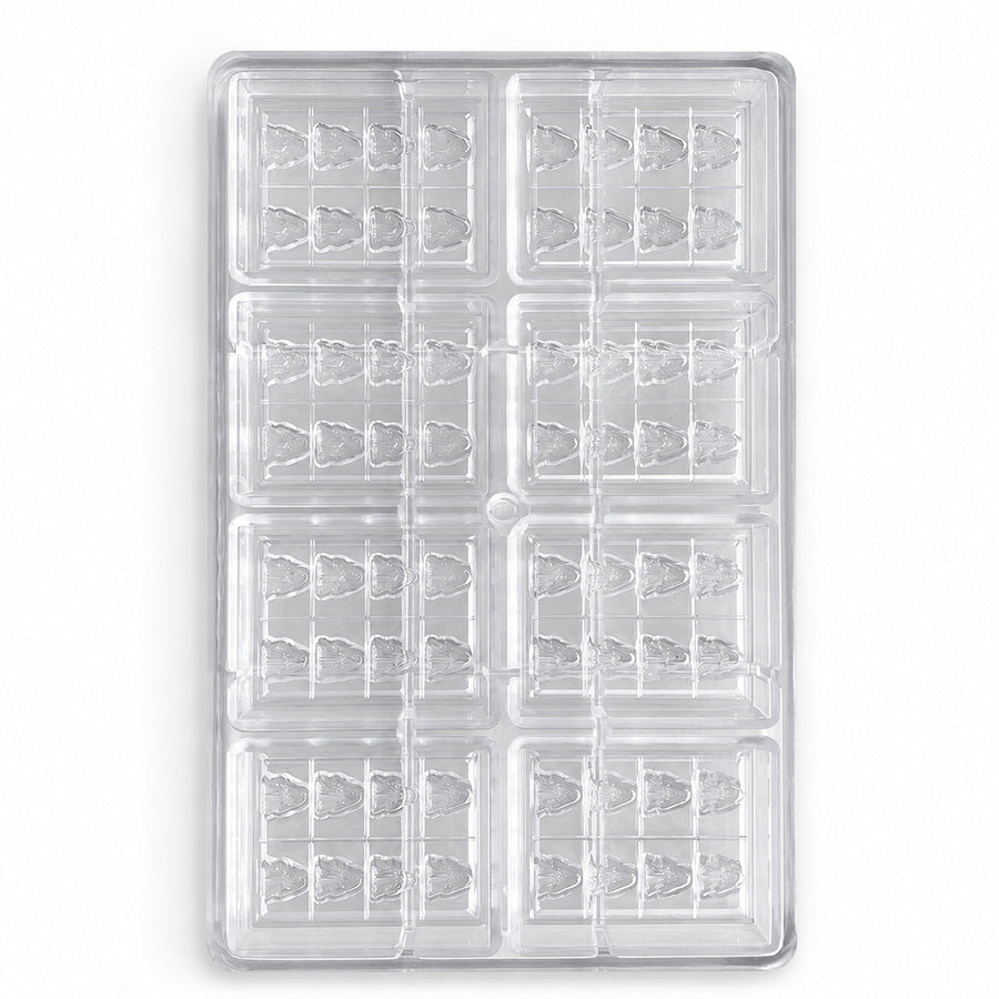 Individuelle Schokoladenform - Produktansicht, aus Polycarbonat, baumformige Kavitäten, 64 Kavitäten